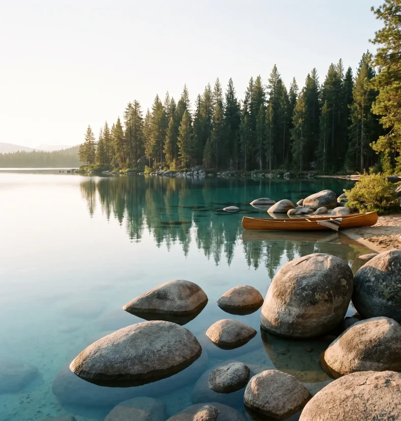 alpine lake shoreline